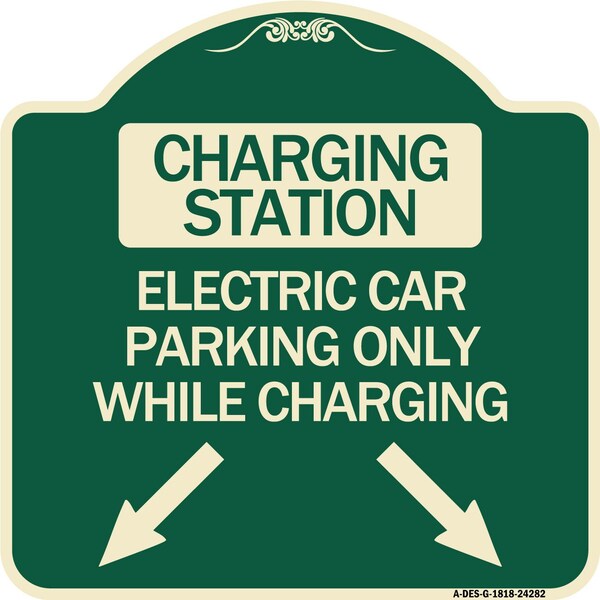 Charging Station Electric Car Parking Only While Charging with Left and Right Down Po, G-1818-24282